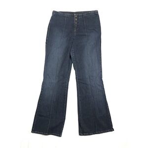 Vintage Venezia Jeans Womens 14 Tall Button Fly Flare Split Hem Y2K Center Seam